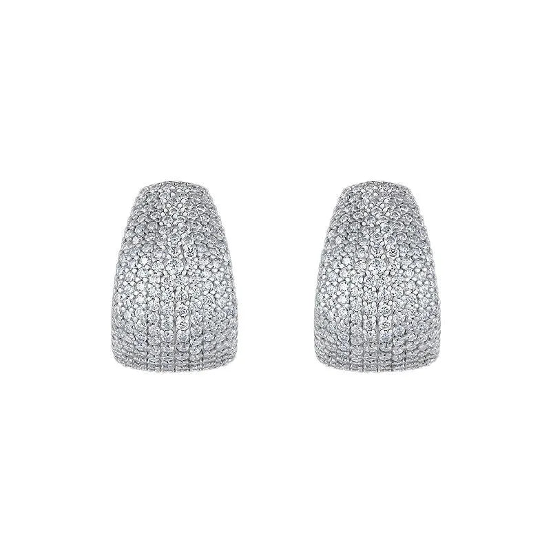 Geometric S925 sterling silver stud earrings with D-E colour moissanite stones.