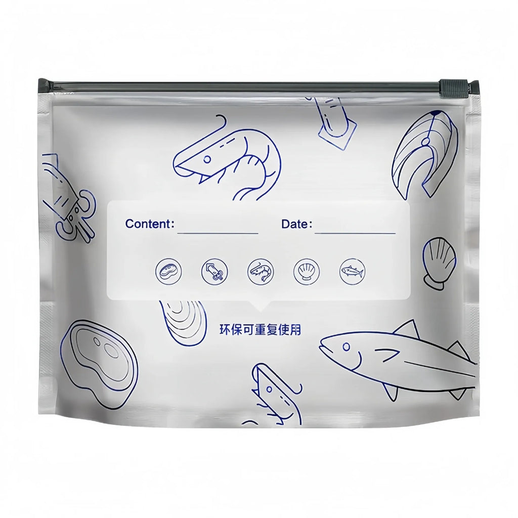 Pack of aluminium foil sealed fresh-keeping bags in small, medium, and large sizes.