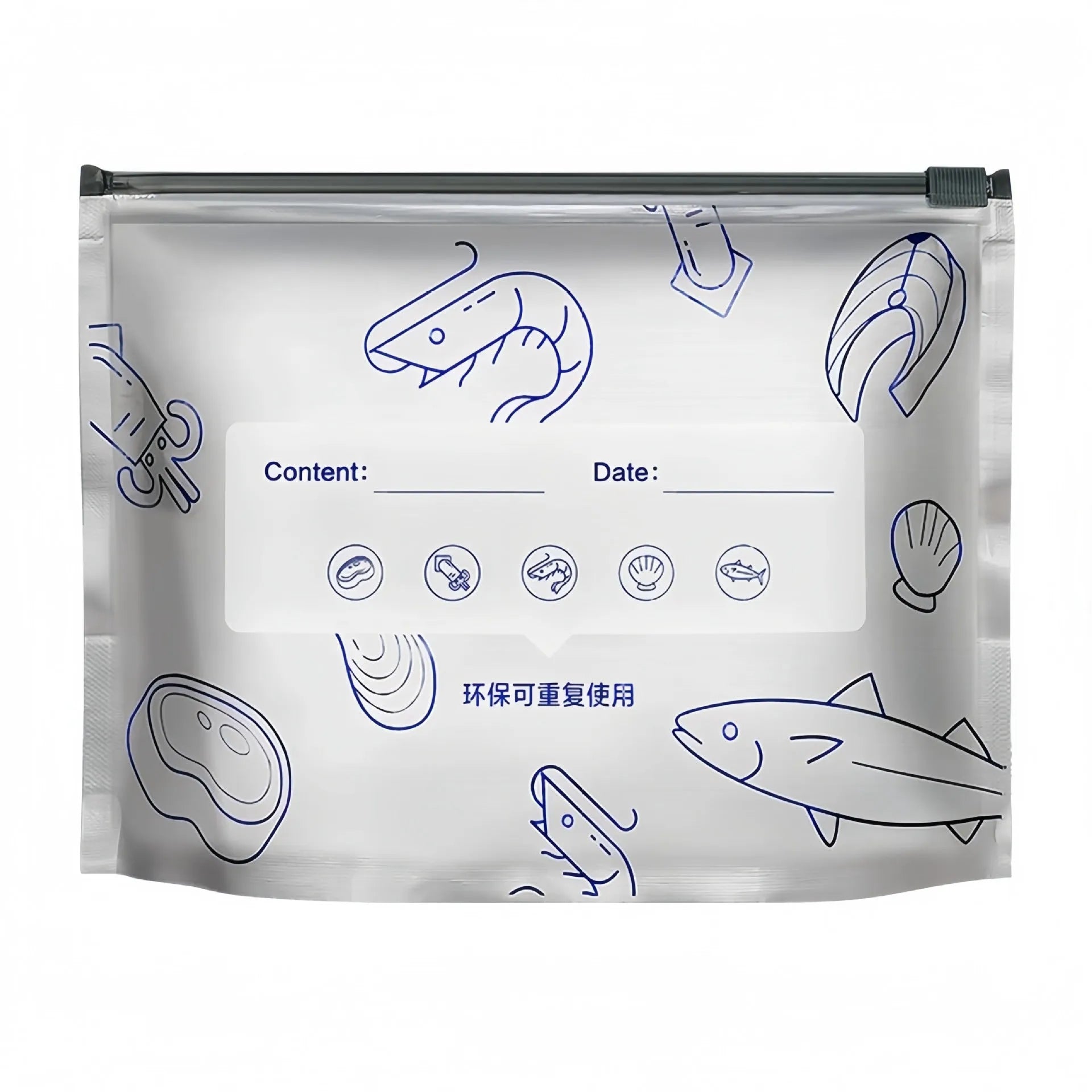 Pack of aluminium foil sealed fresh-keeping bags in small, medium, and large sizes.