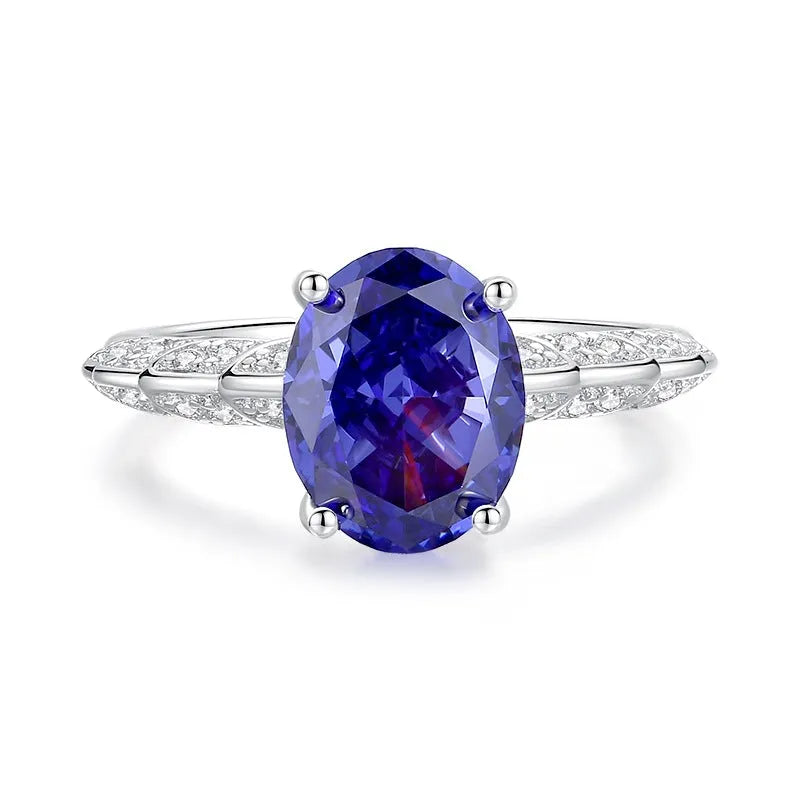 Sterling silver heart ring with ice flower cut zircon stone in Tan Sang colour
