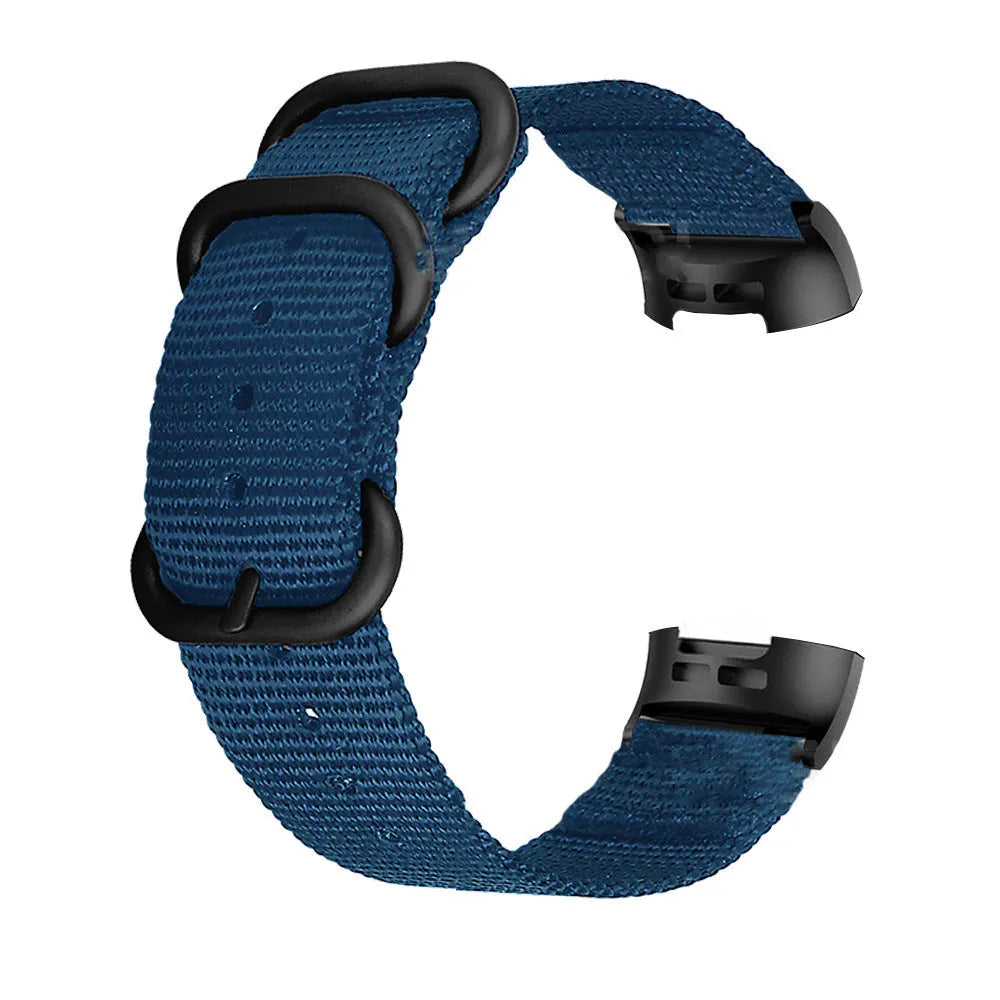 Fitbit Charge nylon three-ring buckle strap in multiple colours including Army Green and Black and Gray