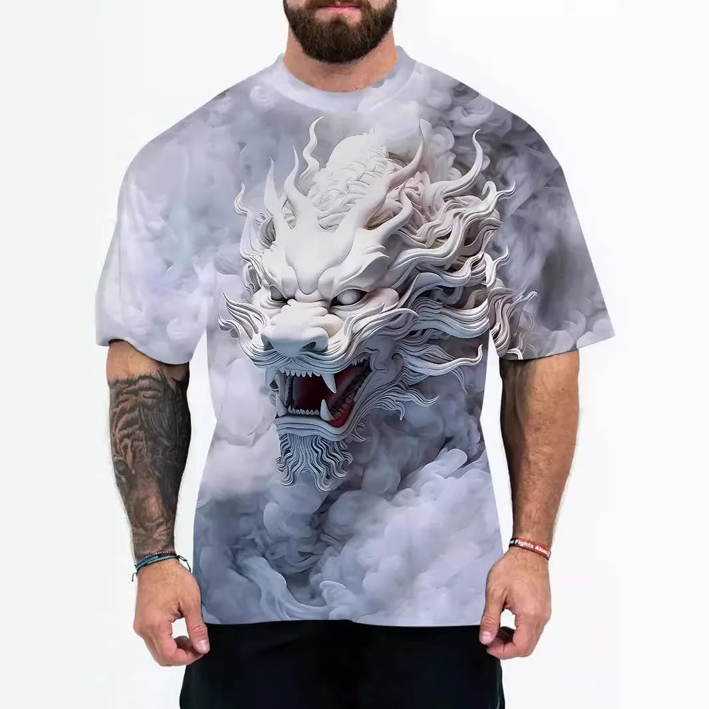 Men's loose fit short sleeve t-shirt in chemical fibre blend with coloured letters graphic design