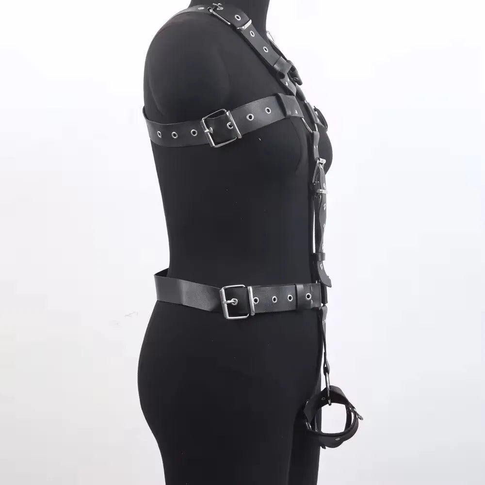 Black patent leather waist trainer belt with pin buckle, shown on a white background.
