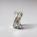 Copper cross ring with micro-inlaid zircon detailing in silver or rose gold electroplating