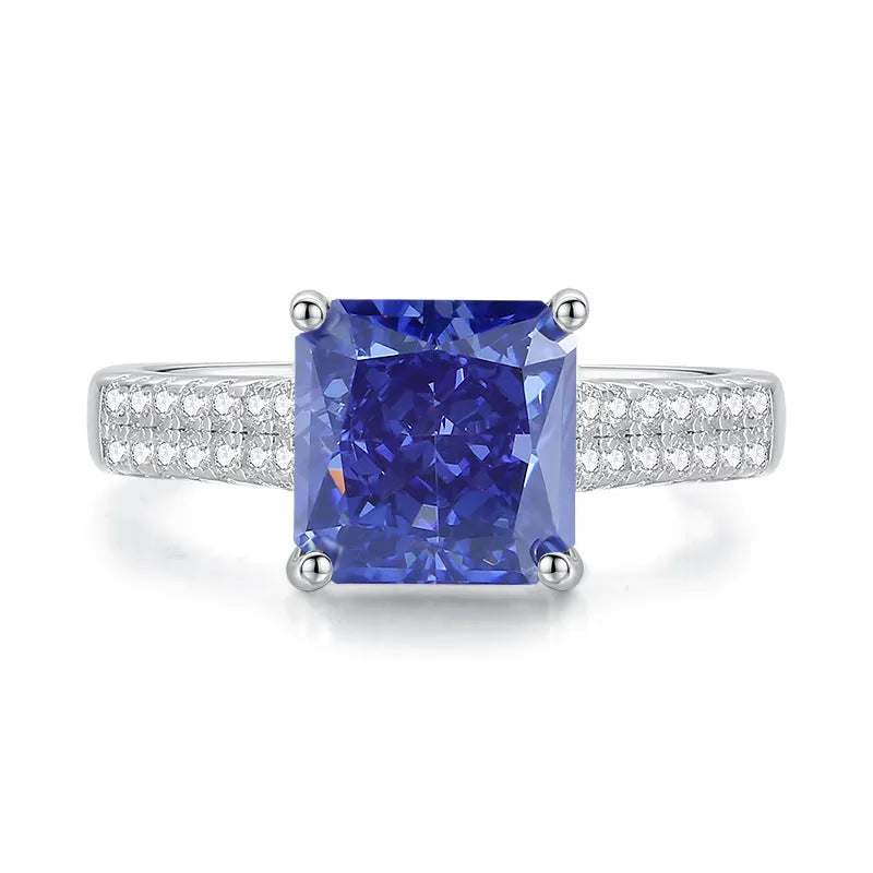 Sterling silver heart ring with ice flower cut zircon stone in Tan Sang colour