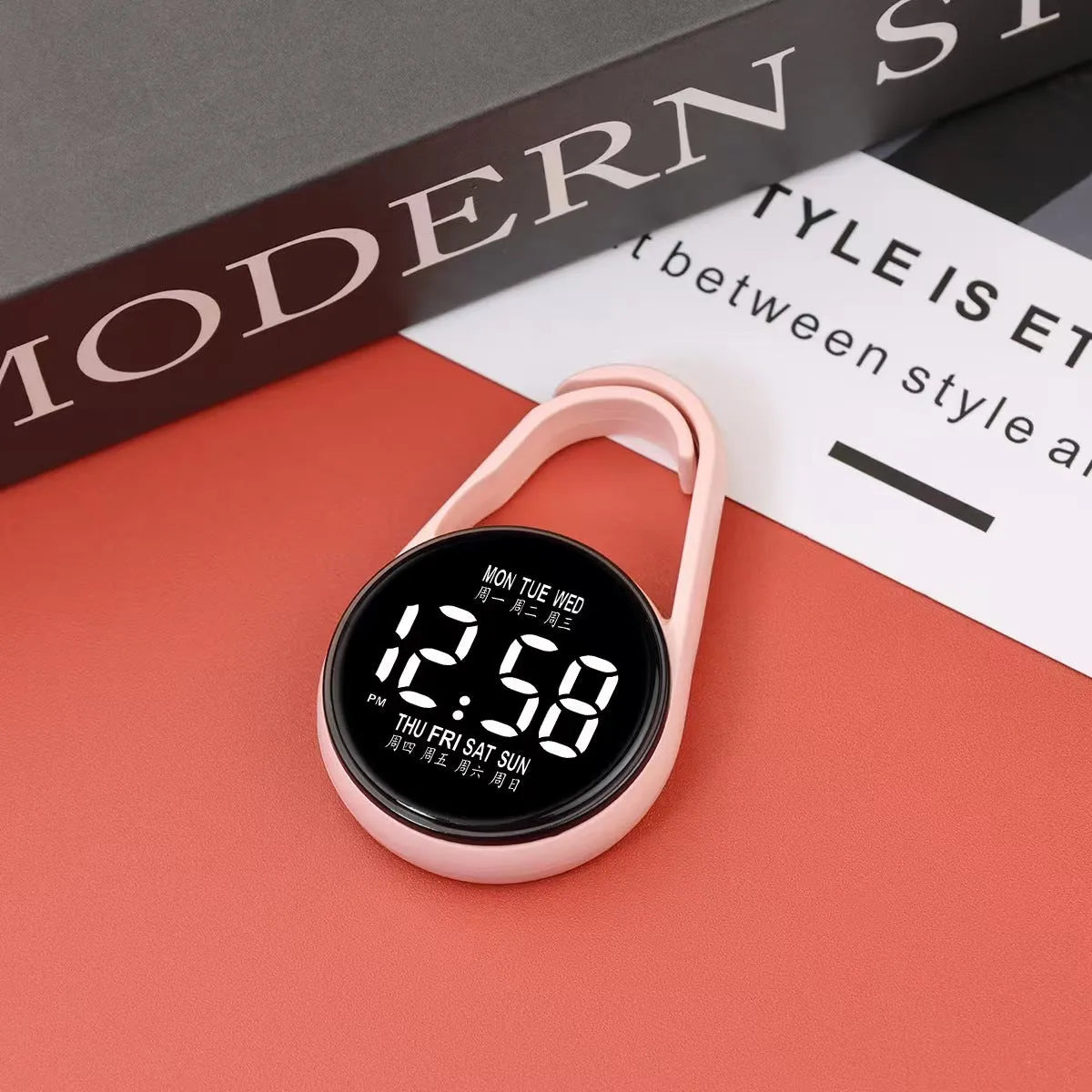 Digital LED wristwatch with luminous display and plastic strap in various colour options