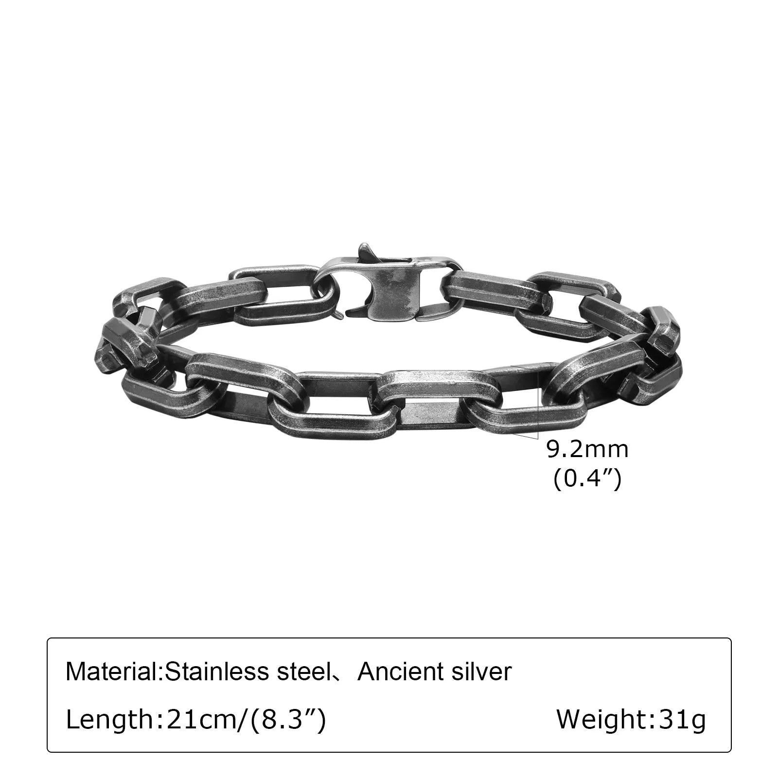 Titanium steel men's bracelet with square chain design in electroplated finish