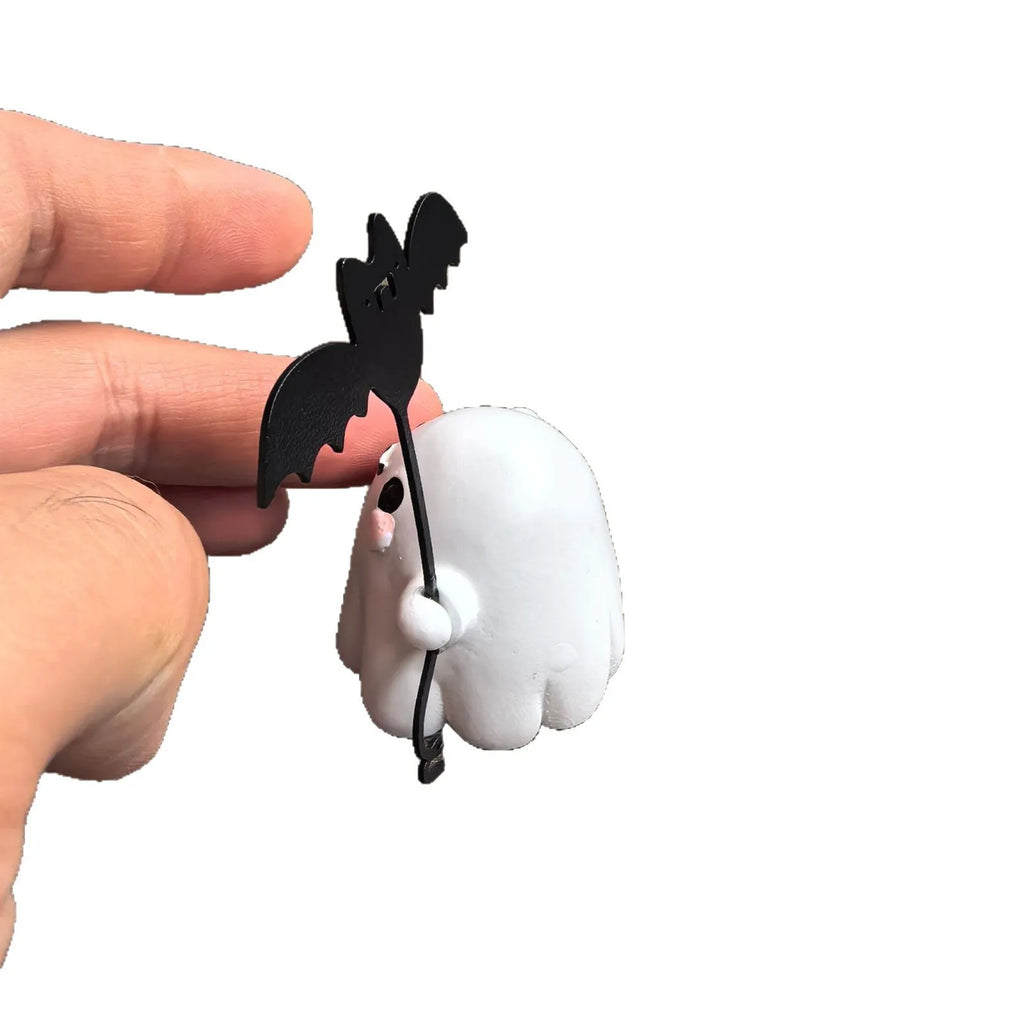 Mini resin statue of a ghost walking a dog, American Halloween style decoration