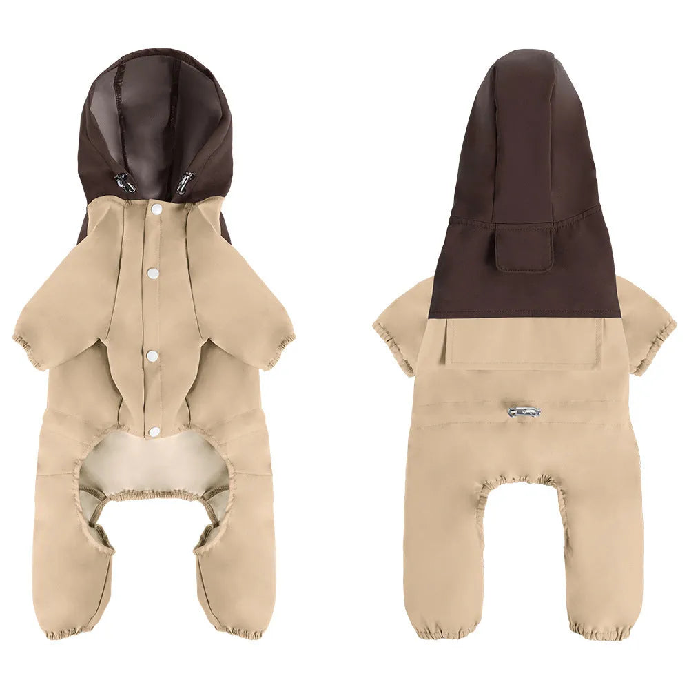 British style waterproof dog jacket for small medium sized pets in khaki green colour