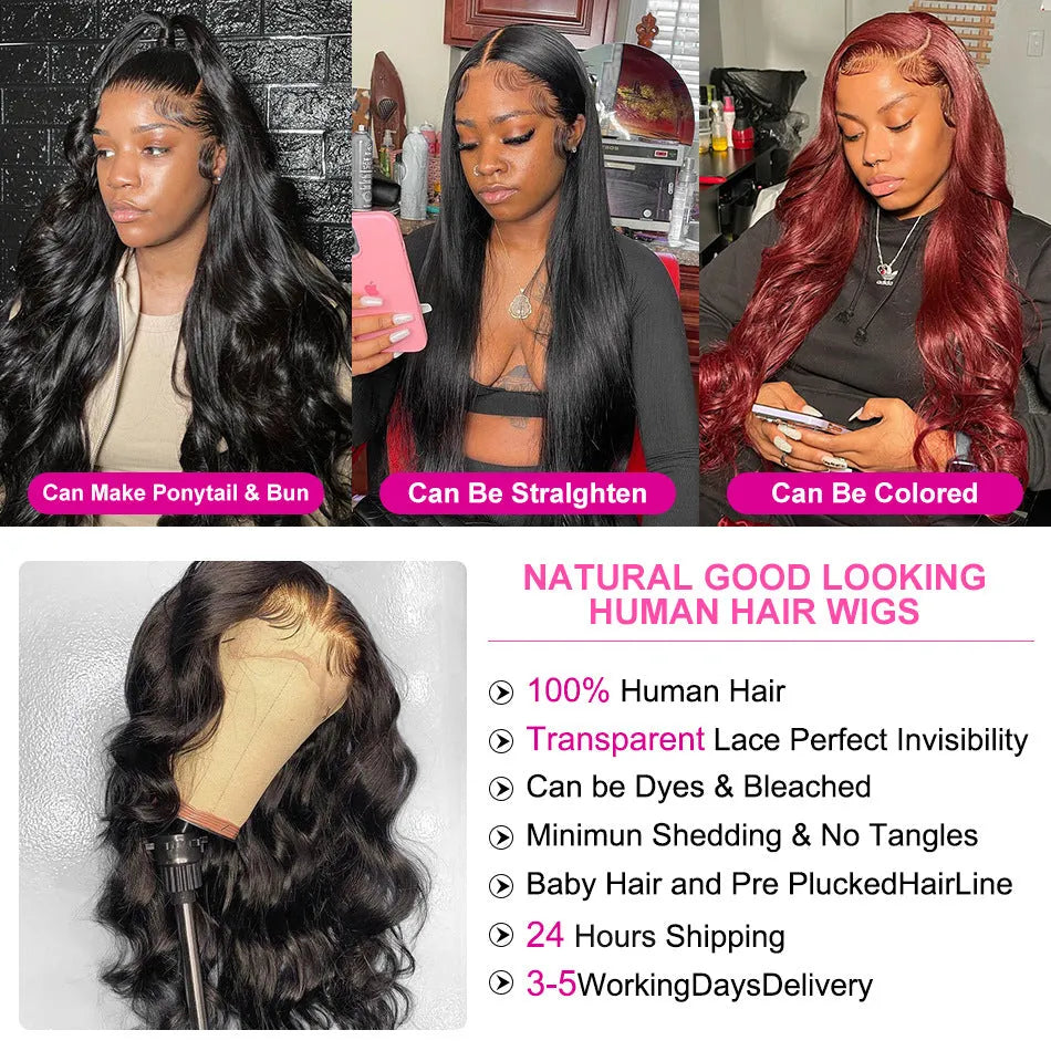 Black long curly synthetic wig with side bangs and front lace construction
