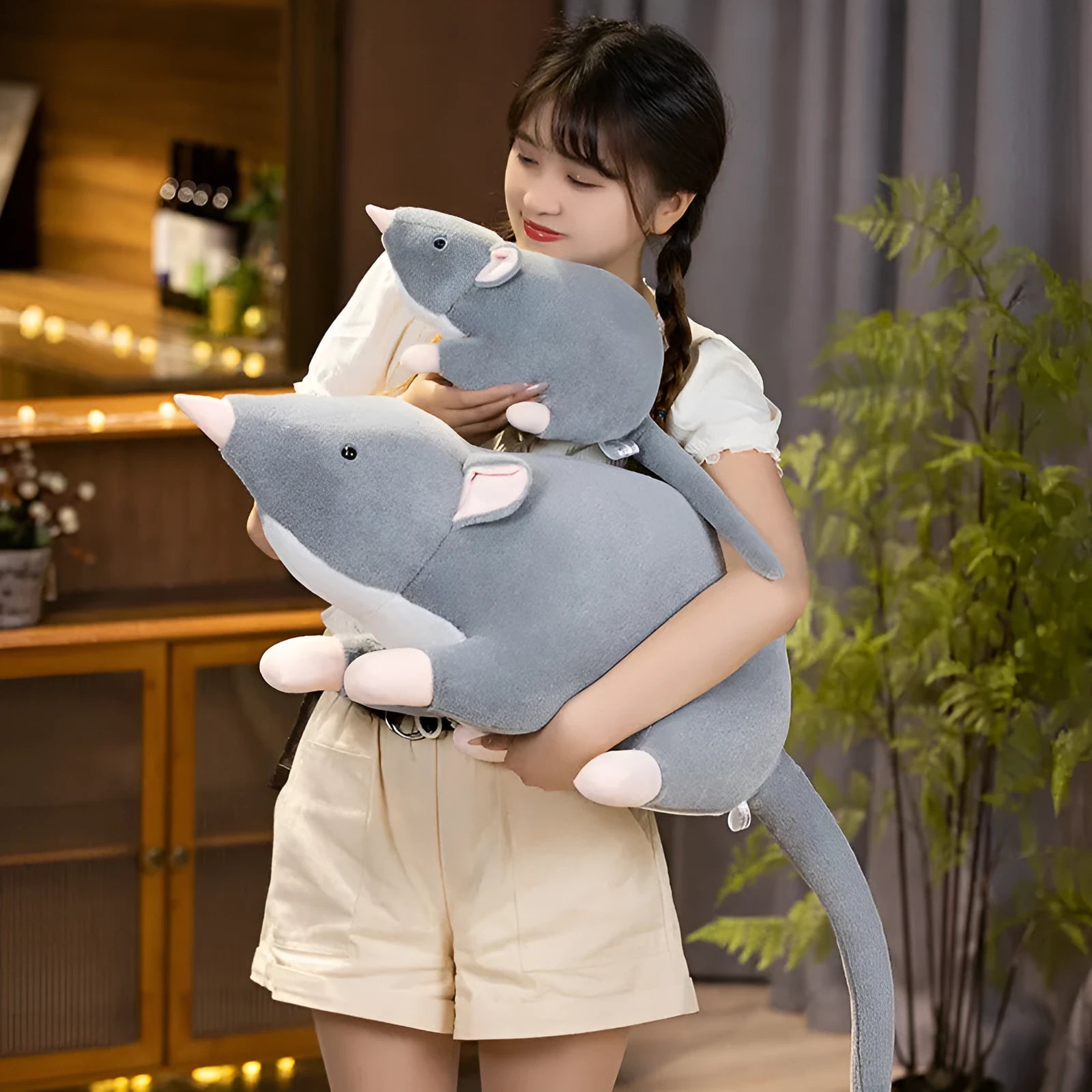 Cartoon mouse plush doll in 32cm, 50cm, or 100cm sizes for youth.