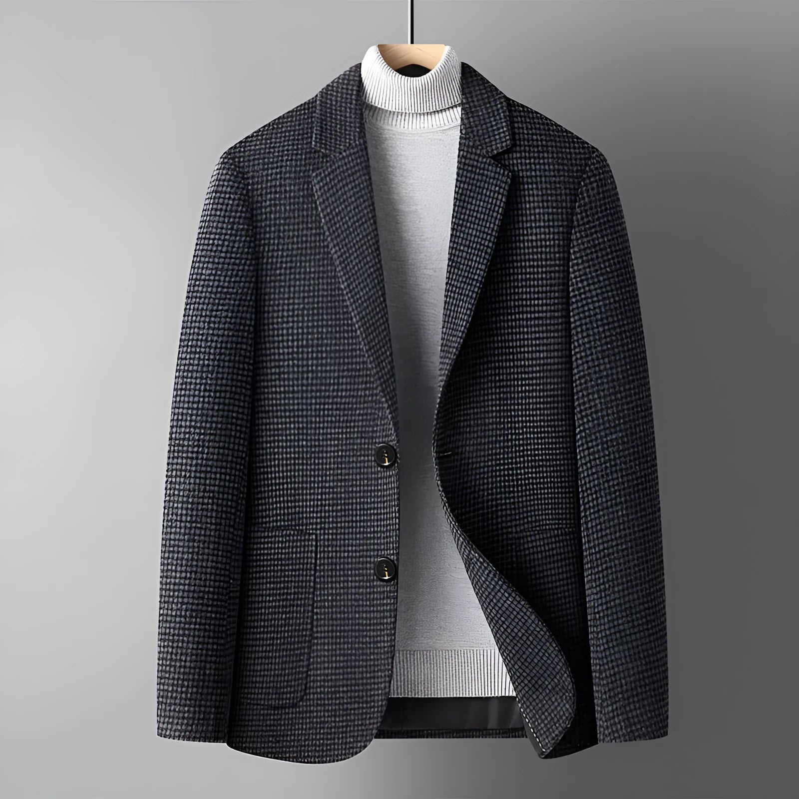 Men's slim fit wool suit jacket in grey colour for autumn and winter leisure wear
