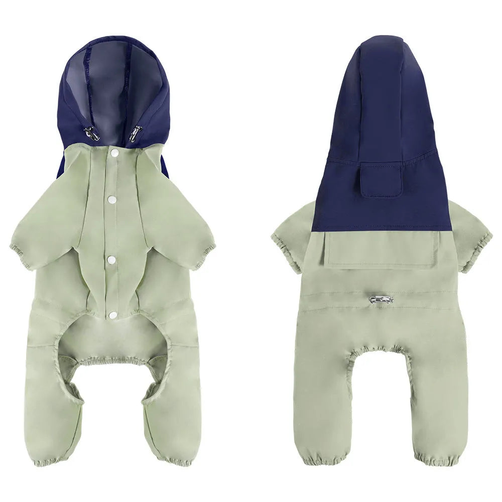 British style waterproof dog jacket for small medium sized pets in khaki green colour