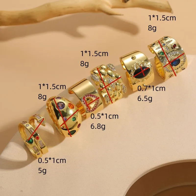 Chinese-style geometric copper ring with horse eye black electroplated finish