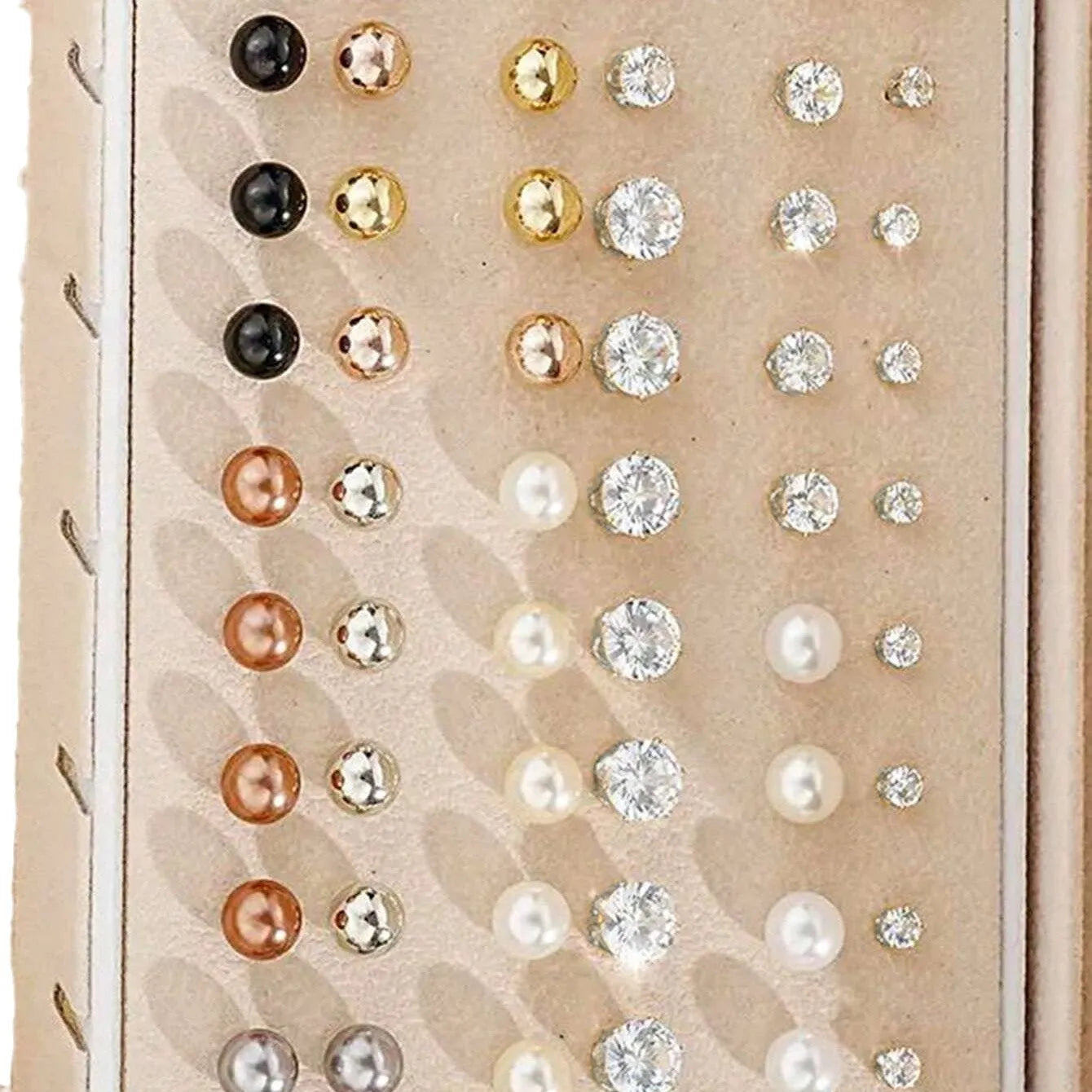 108-piece geometric pearl earrings set in gold and yellow electroplated alloy metal