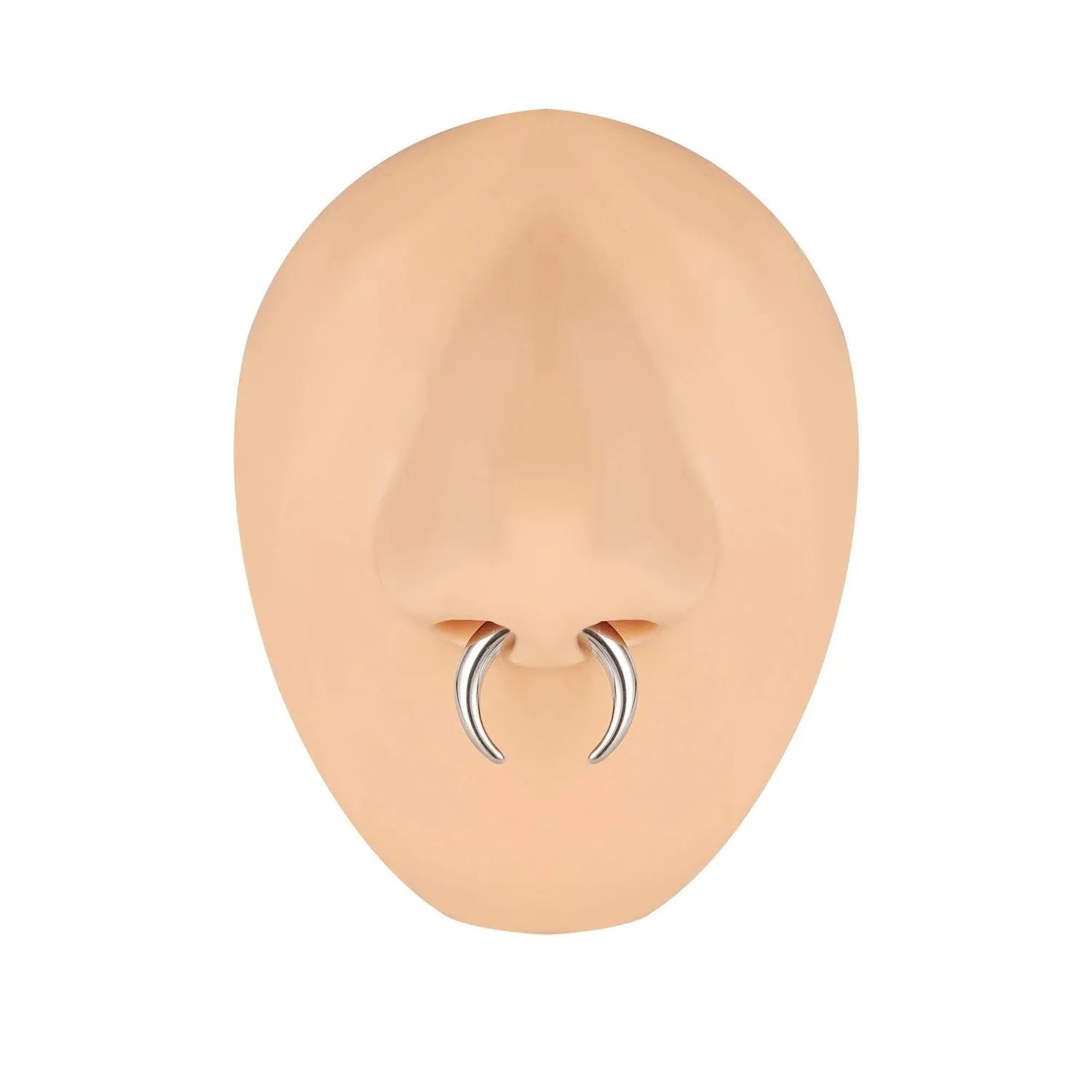 316 stainless steel nose ring with C-shaped buffalo horn geometric design in steel or black colour