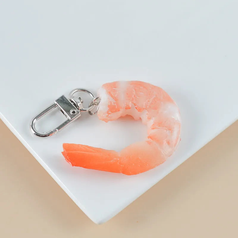 PVC shrimp-shaped keychain with marine theme, 1.5cm thick injection moulded accessory