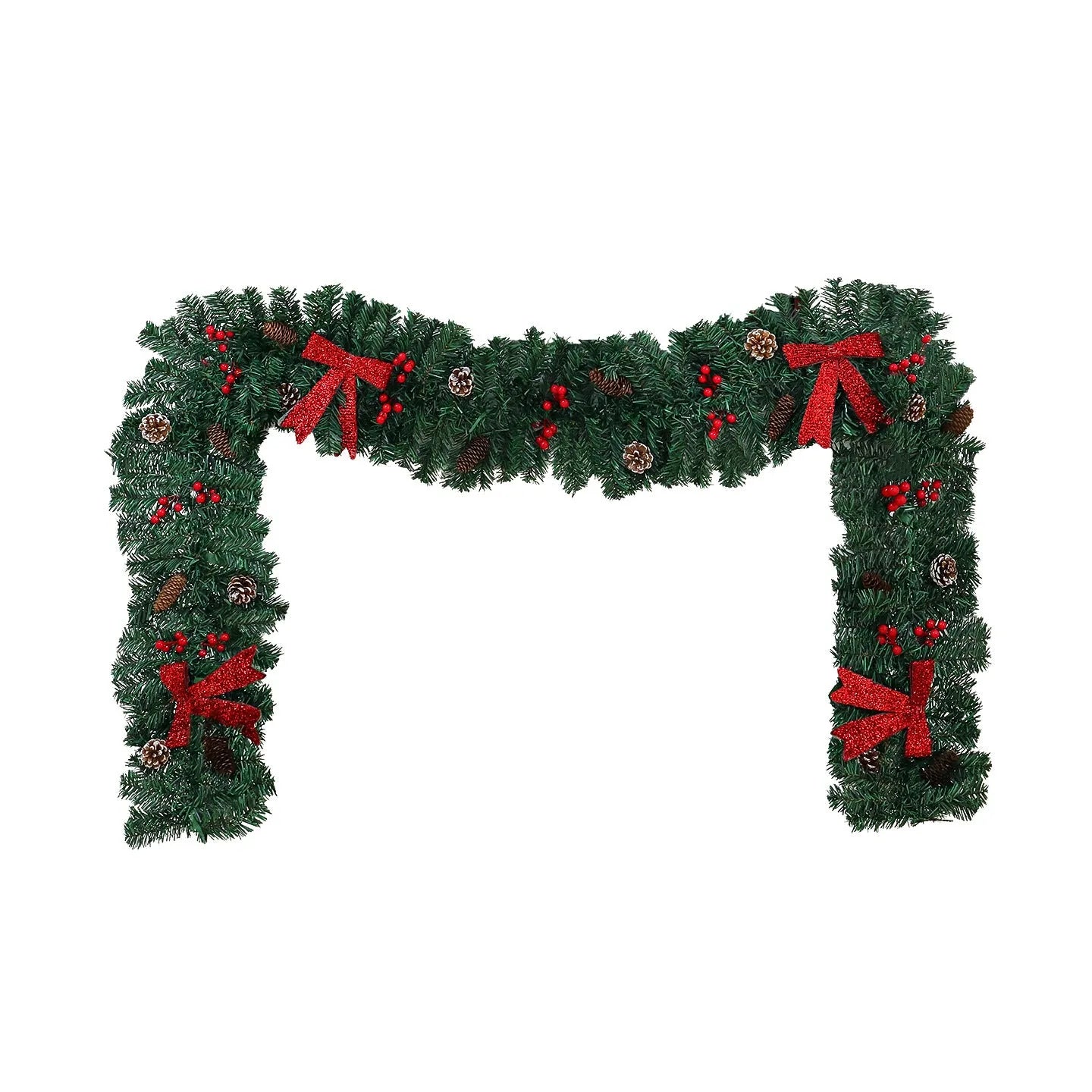 PVC rattan Christmas cane decoration with pine cone and bow design in European modern art style