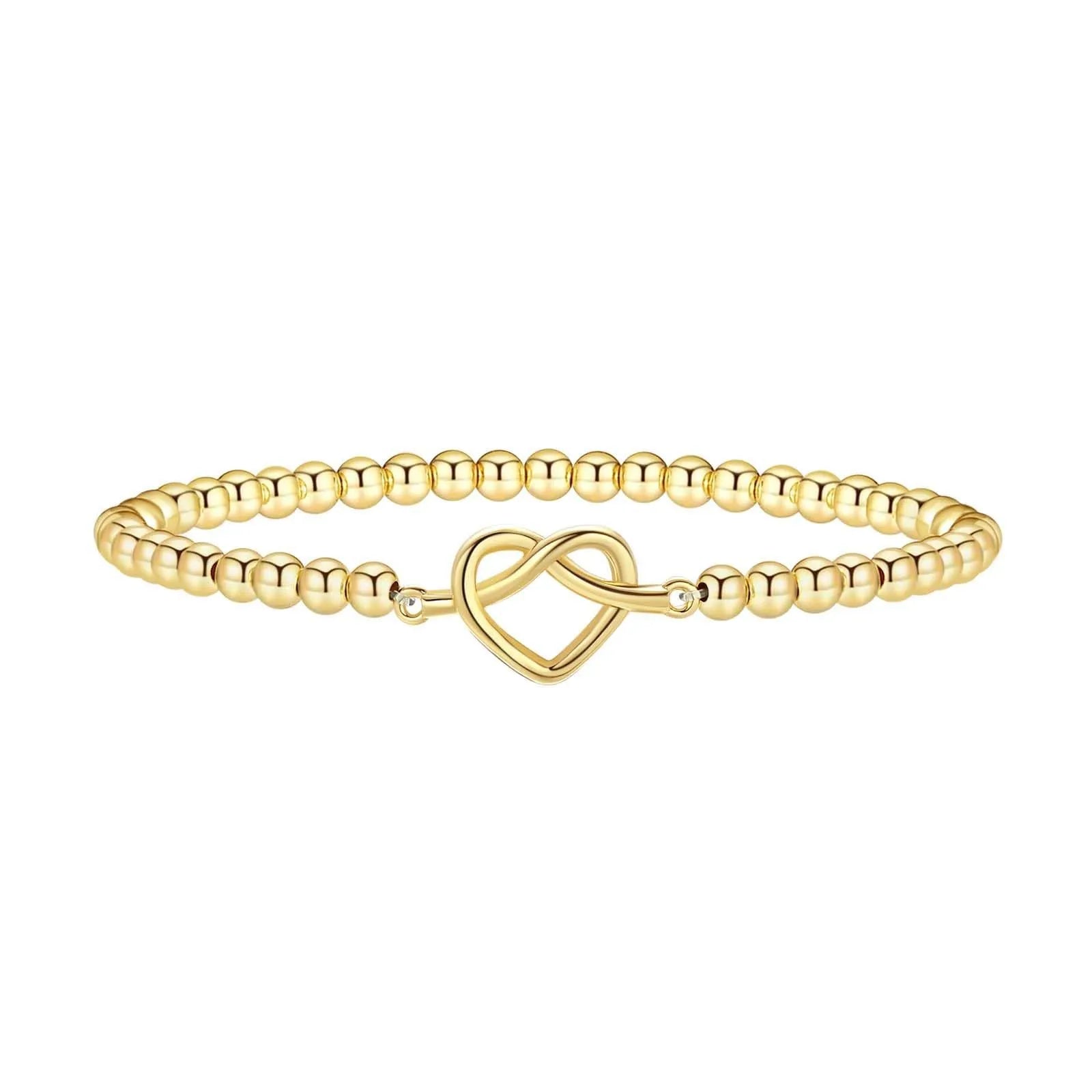 Adjustable stainless steel beaded bracelet for women in a geometric design, shown in one of six colour variations.