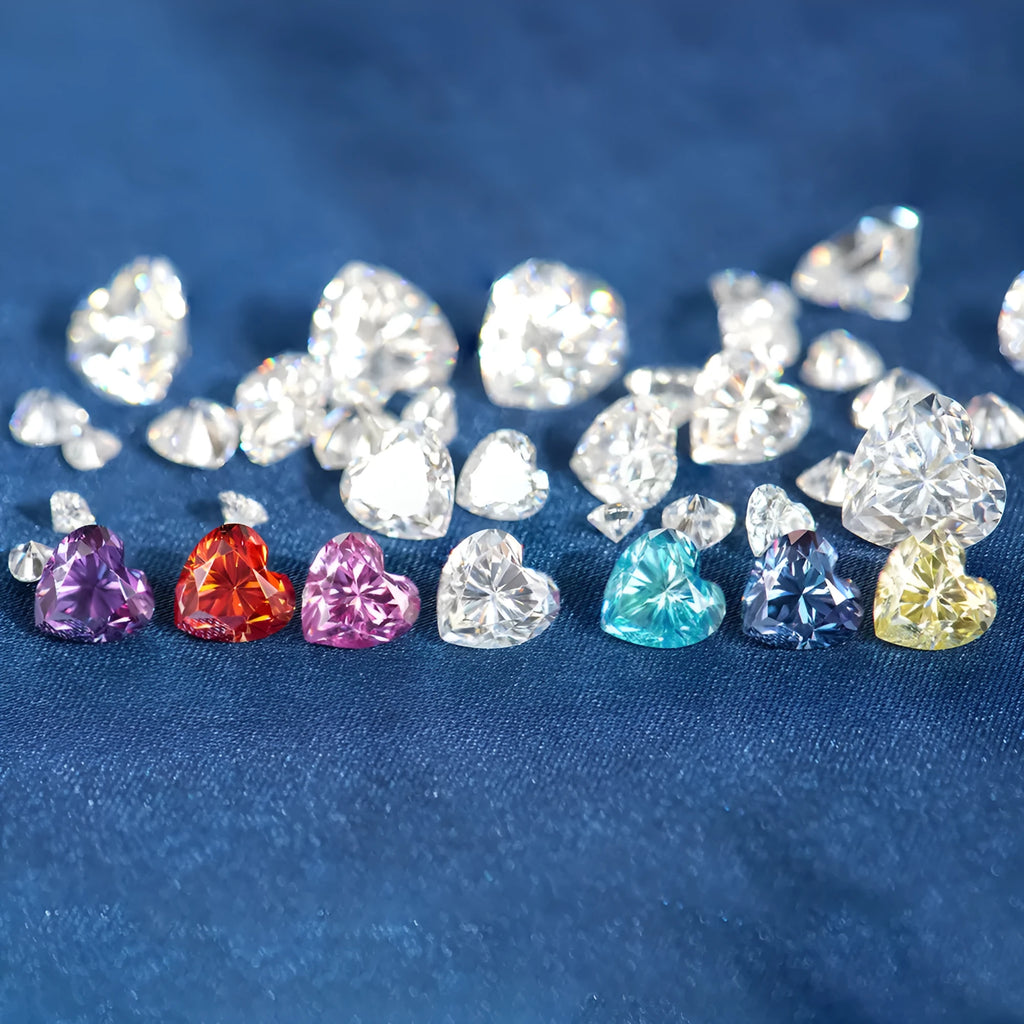 Heart-shaped moissanite stone in lemon yellow colour showing precise cut and dimensions
