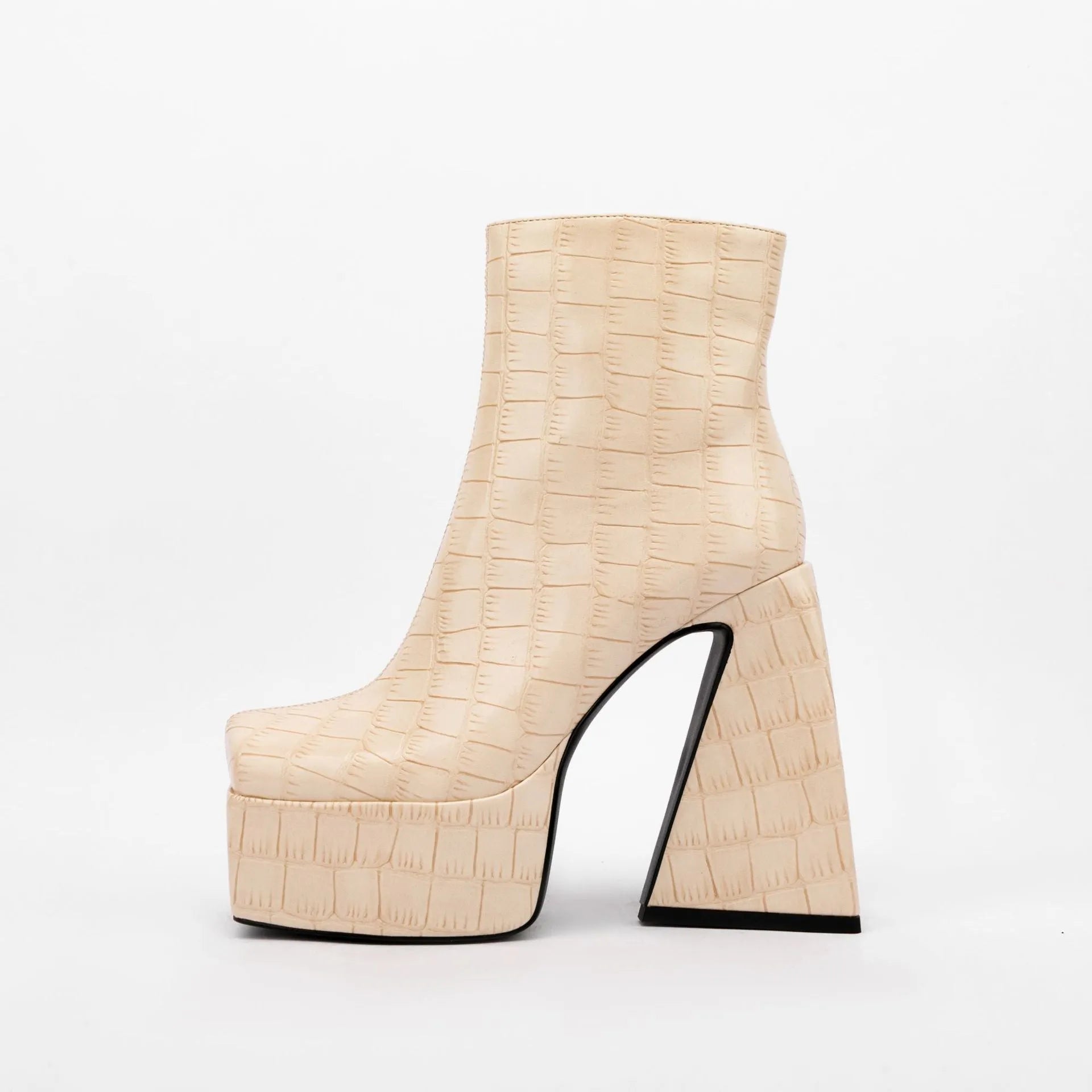 Women's ankle boots with super high heel in artificial PU leather, showing colour options