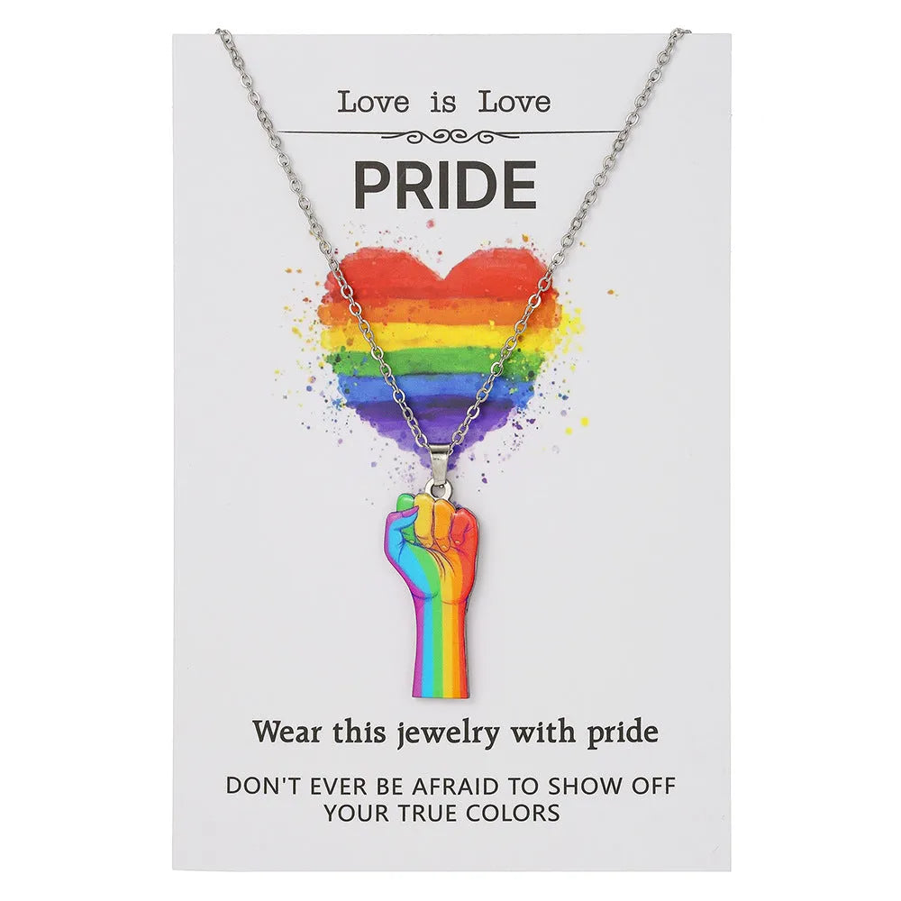 Stainless steel inspirational necklace and bracelet set with colour printing motivational designs