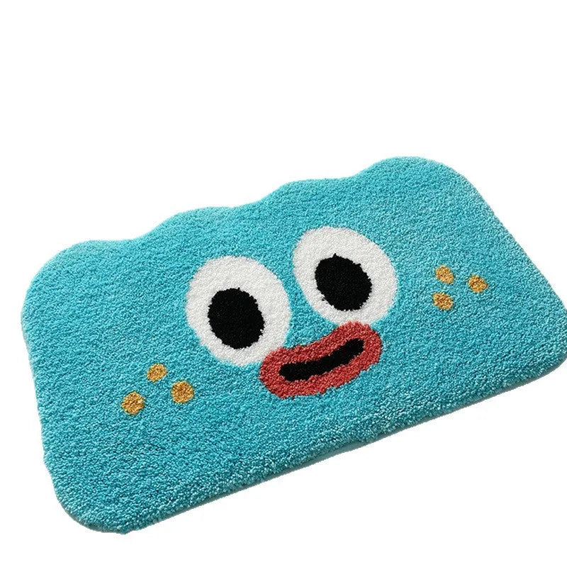 Colourful cartoon anime design on a soft, thick imitation cashmere polyester bathroom mat.