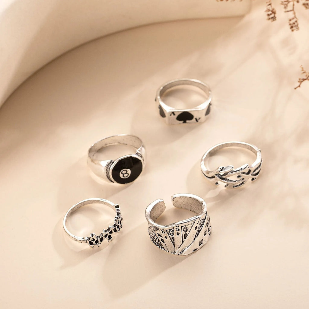 Black poker spade card ring with retro design for women
