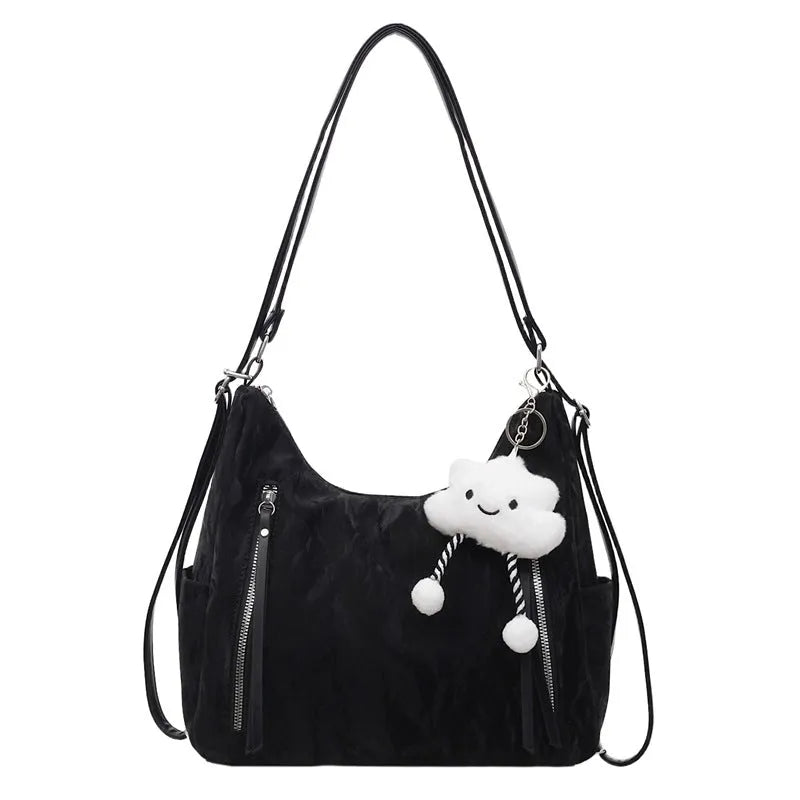Women's soft PU fashion backpack in black, milky white, silver or blue colours