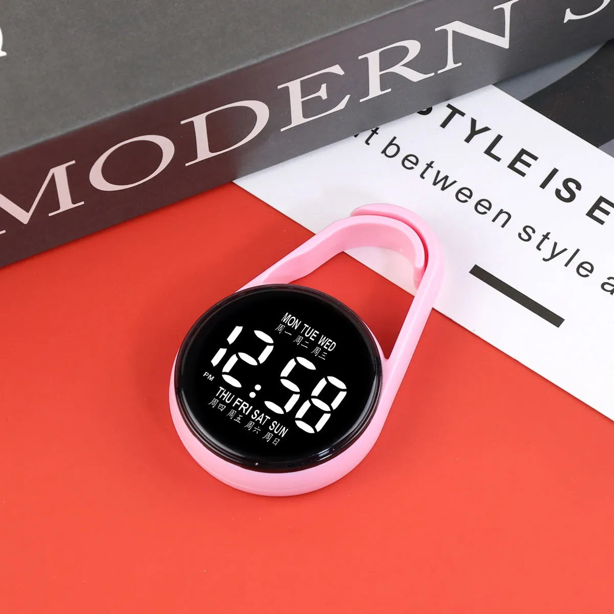 Digital LED wristwatch with luminous display and plastic strap in various colour options
