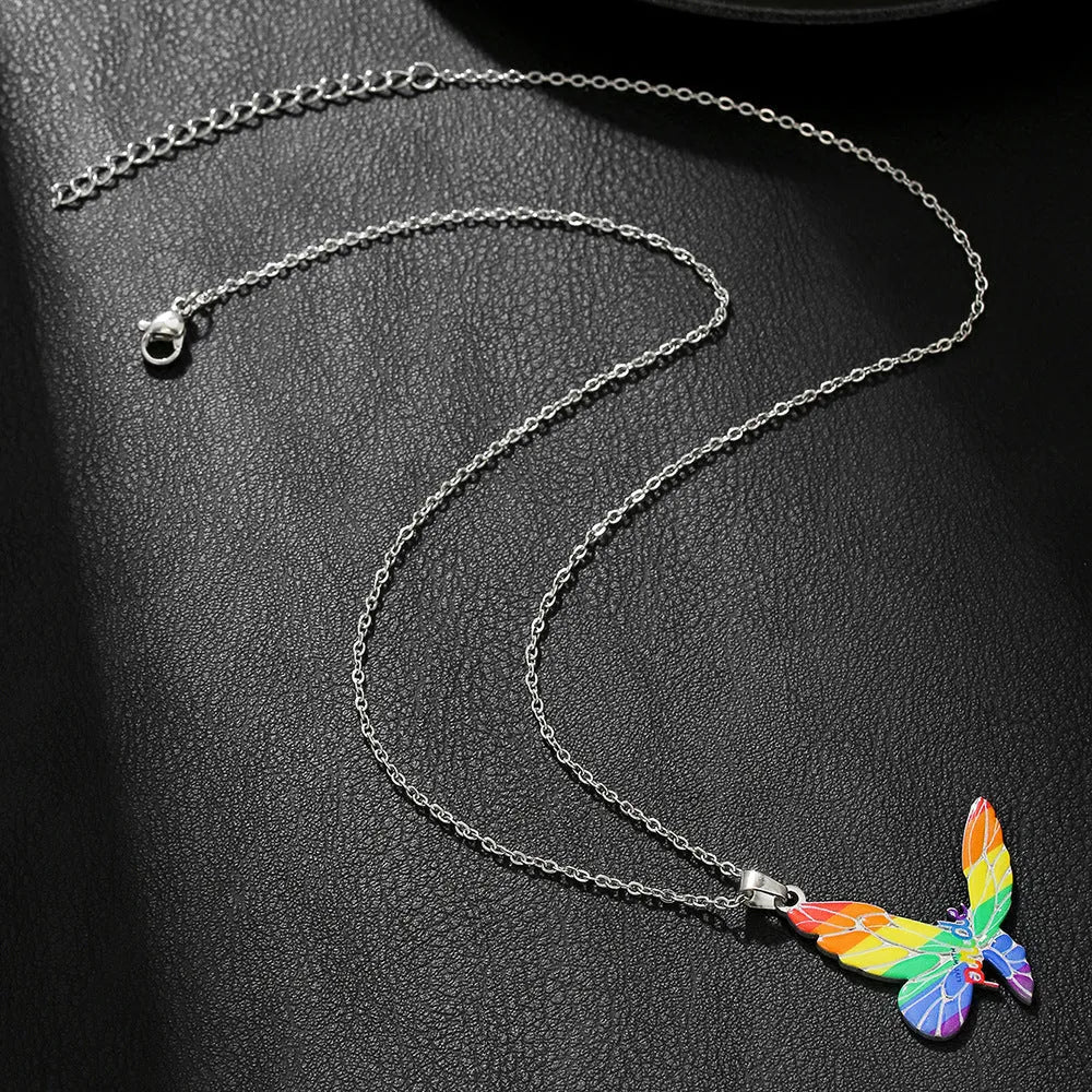 Stainless steel inspirational necklace and bracelet set with colour printing motivational designs