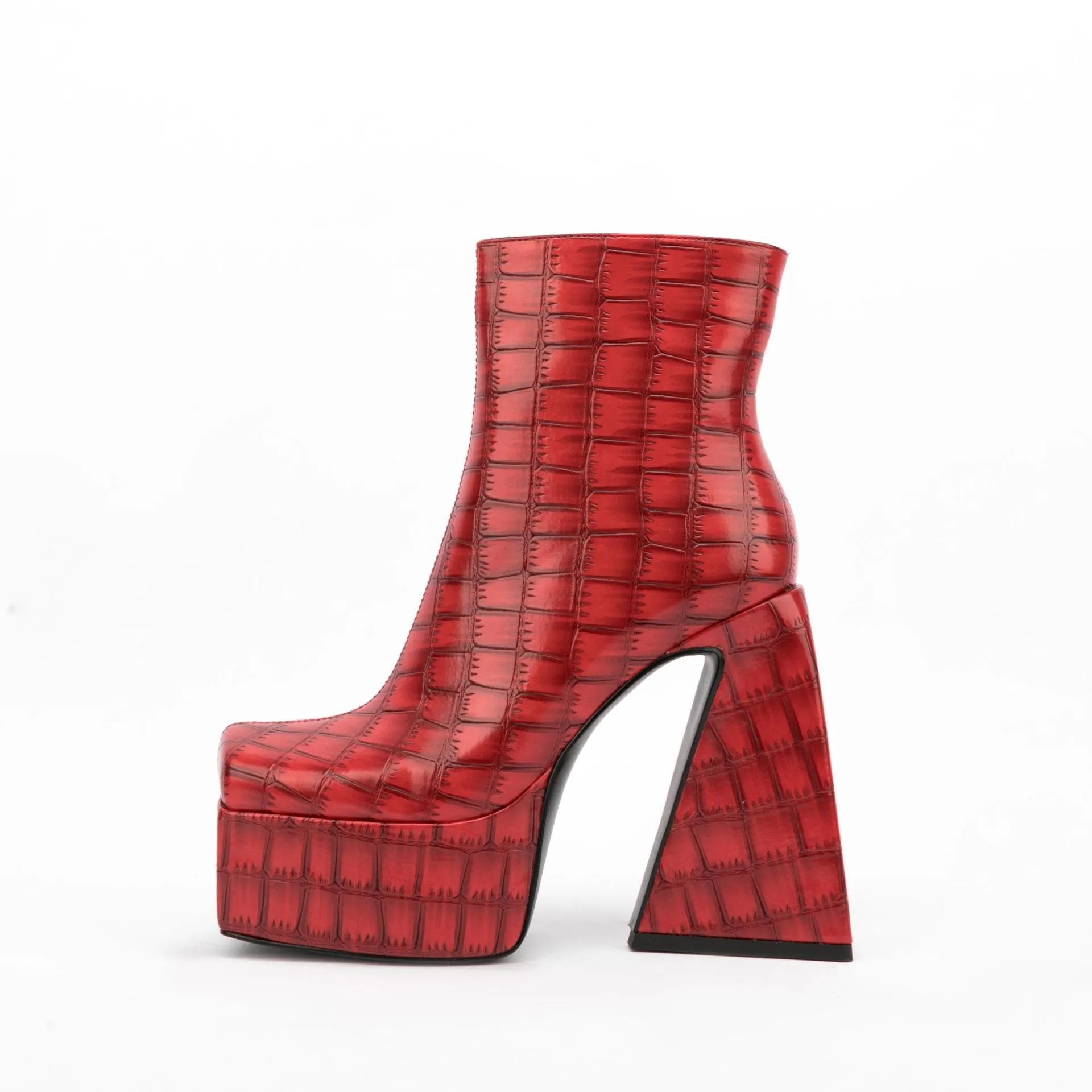 Women's ankle boots with super high heel in artificial PU leather, showing colour options