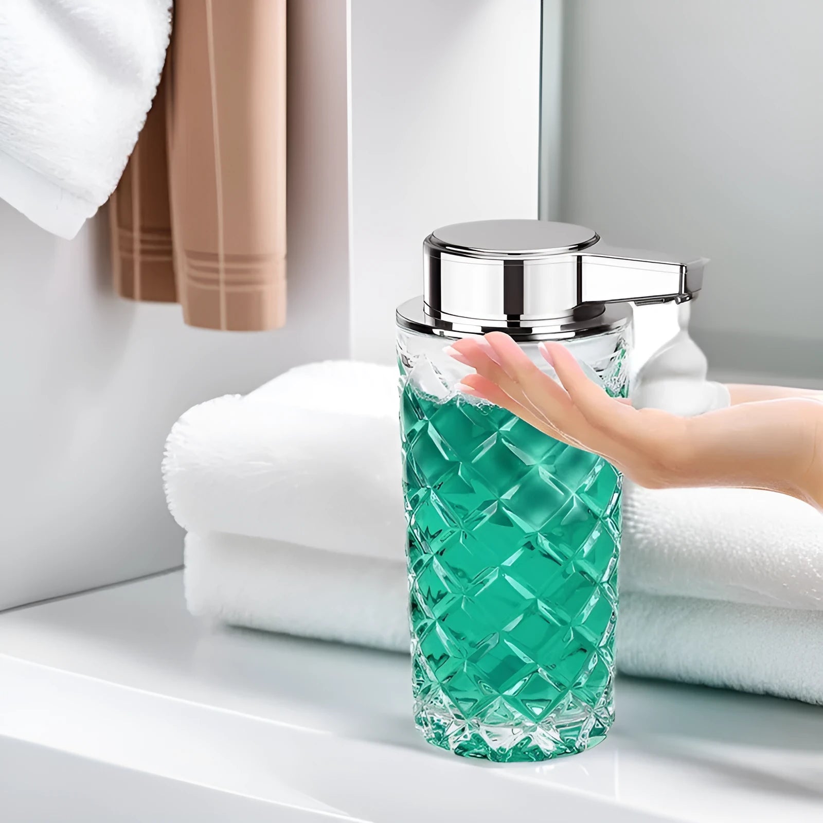 Automatic sensor soap dispenser with silver PET shell and Type-C charging port
