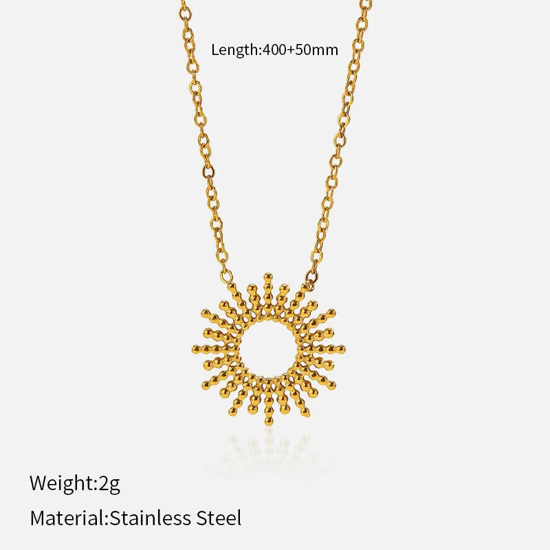 Sunflower Series women's gold 14K stainless steel geometric chain necklace and bracelet set