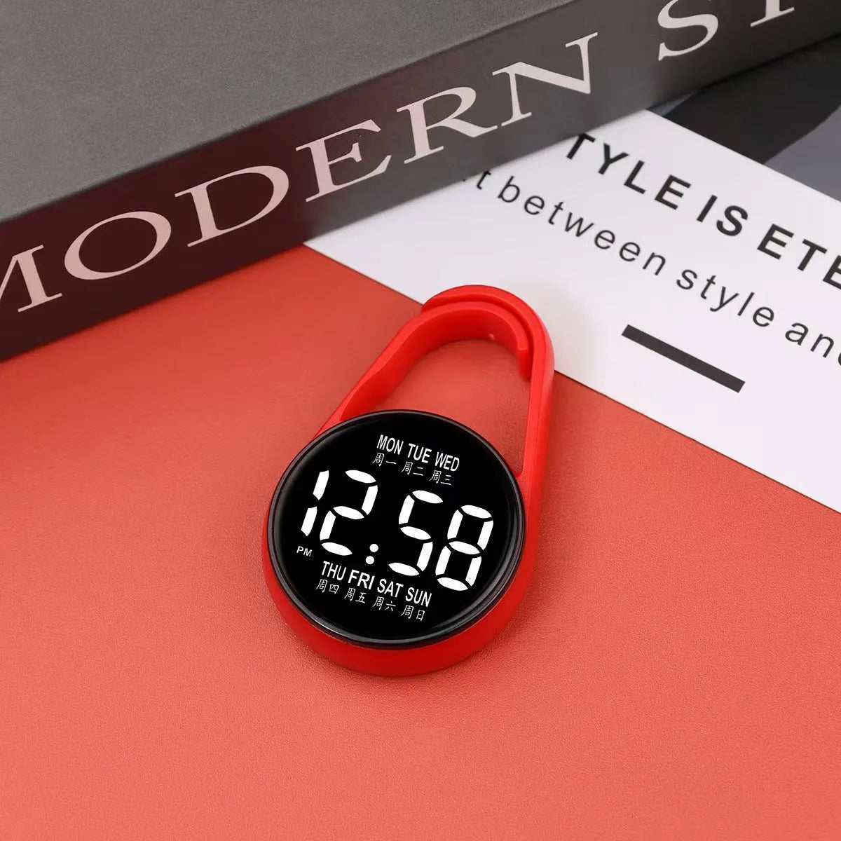 Digital LED wristwatch with luminous display and plastic strap in various colour options