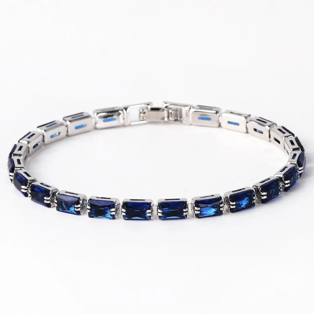 Women's zircon bracelet with electroplated alloy construction and zircon stones