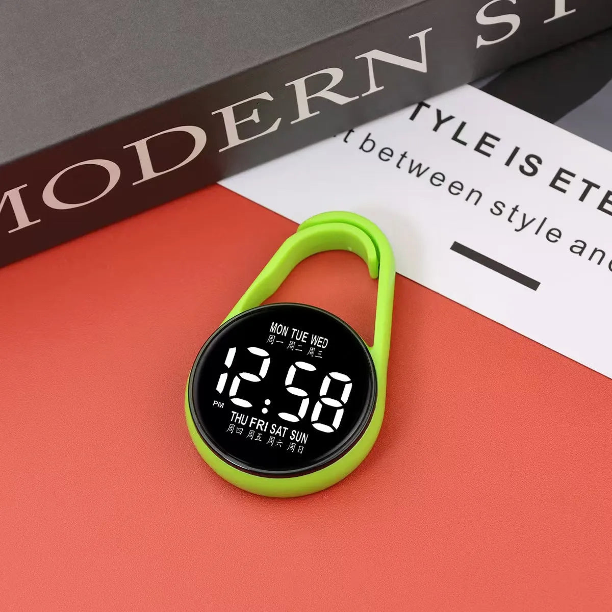 Digital LED wristwatch with luminous display and plastic strap in various colour options