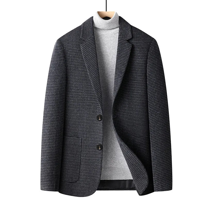 Men's slim fit wool suit jacket in grey colour for autumn and winter leisure wear