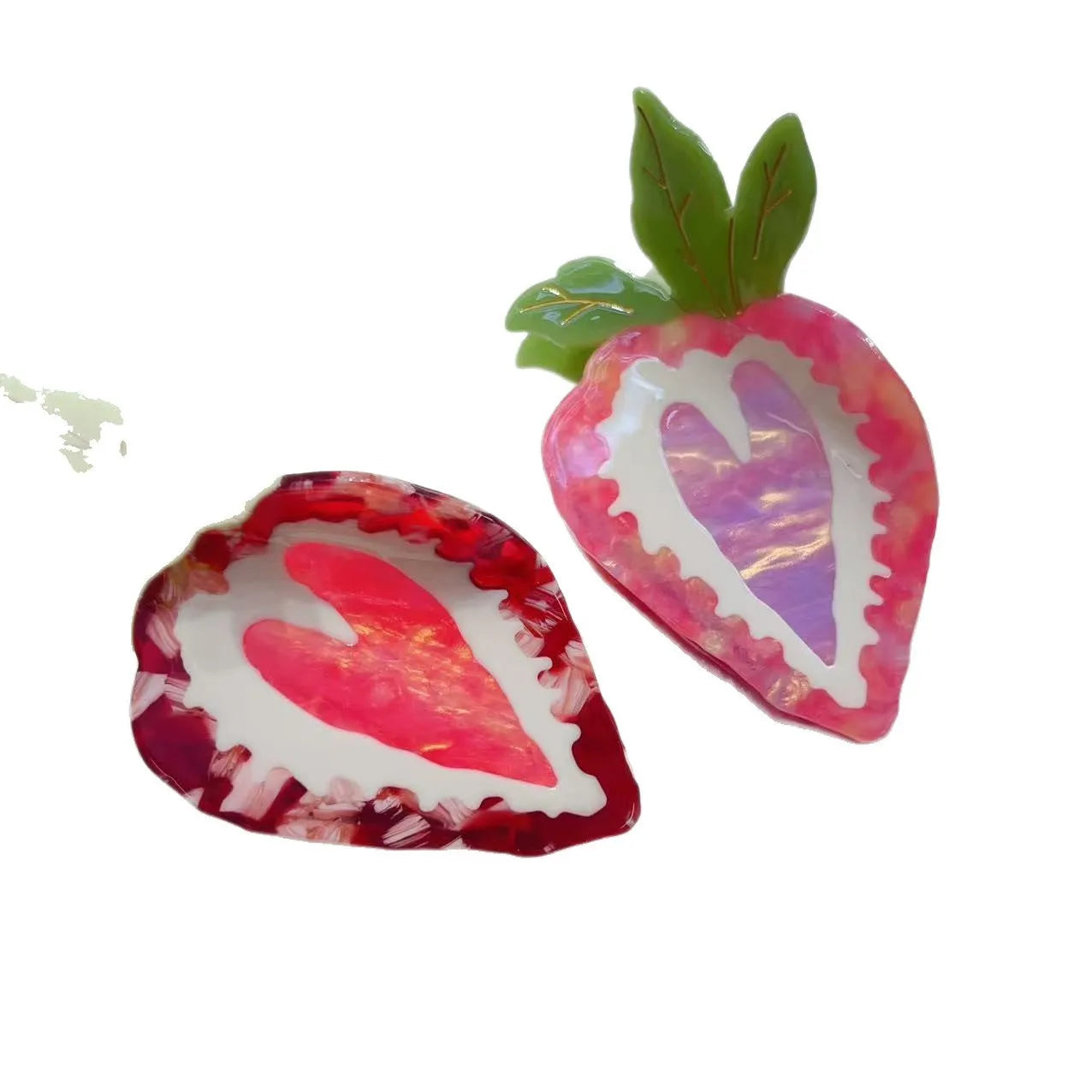 Handmade strawberry hairpin in red or pink colour with pastoral style fruit design