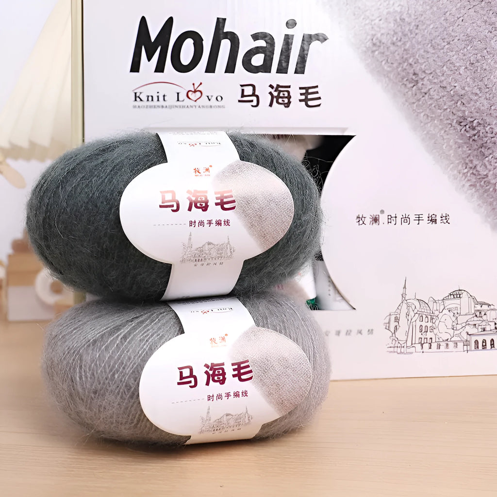 Mohair wool ball for DIY scarf knitting and crochet in Inverness thread style with multiple colour options
