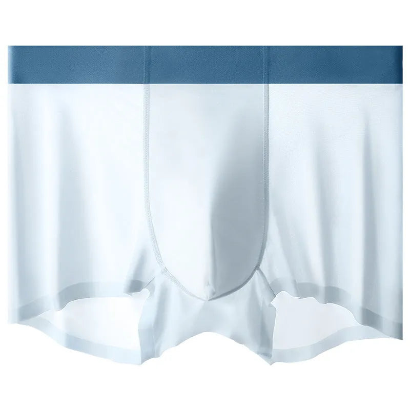 Men's ice silk antibacterial shorts in solid colours with seamless design and mid waist.