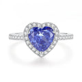 Sterling silver heart ring with ice flower cut zircon stone in Tan Sang colour