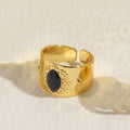 Chinese-style geometric copper ring with horse eye black electroplated finish