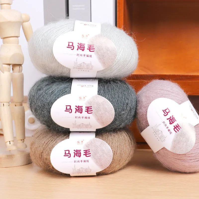 Mohair wool ball for DIY scarf knitting and crochet in Inverness thread style with multiple colour options