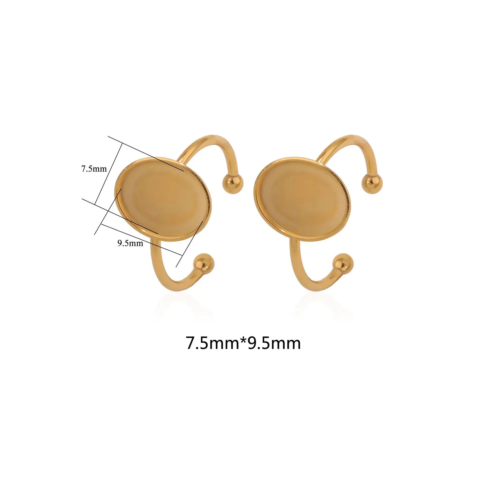 Golden electroplated stainless steel ring setting for DIY jewellery making in totem pattern design