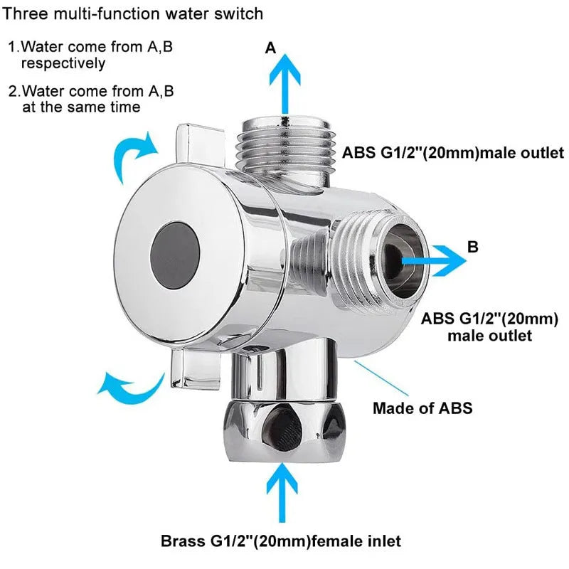 Copper shower water distributor with metal joint connection for multiple shower heads