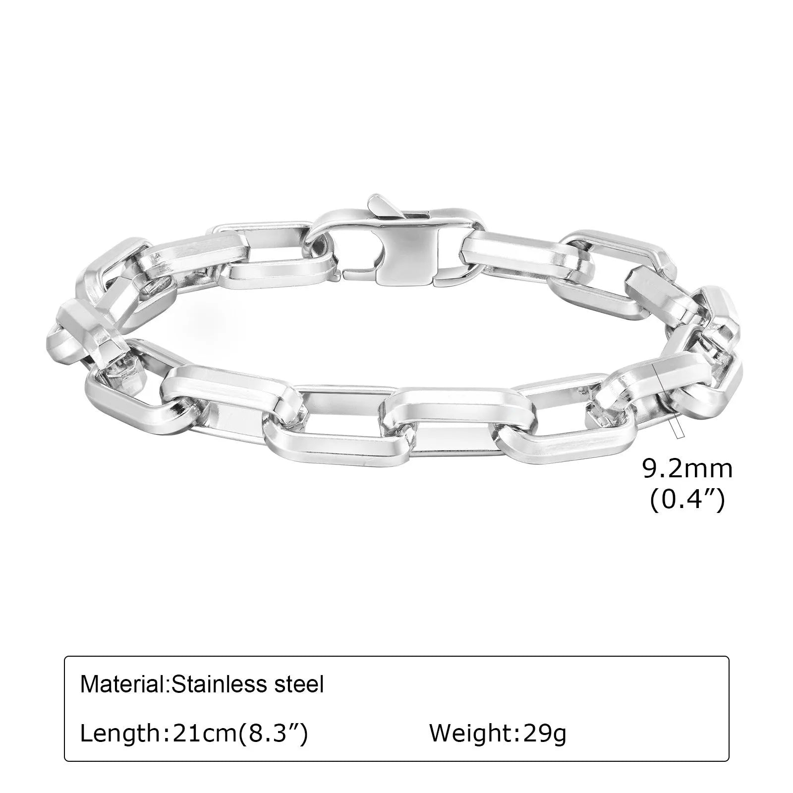 Titanium steel men's bracelet with square chain design in electroplated finish
