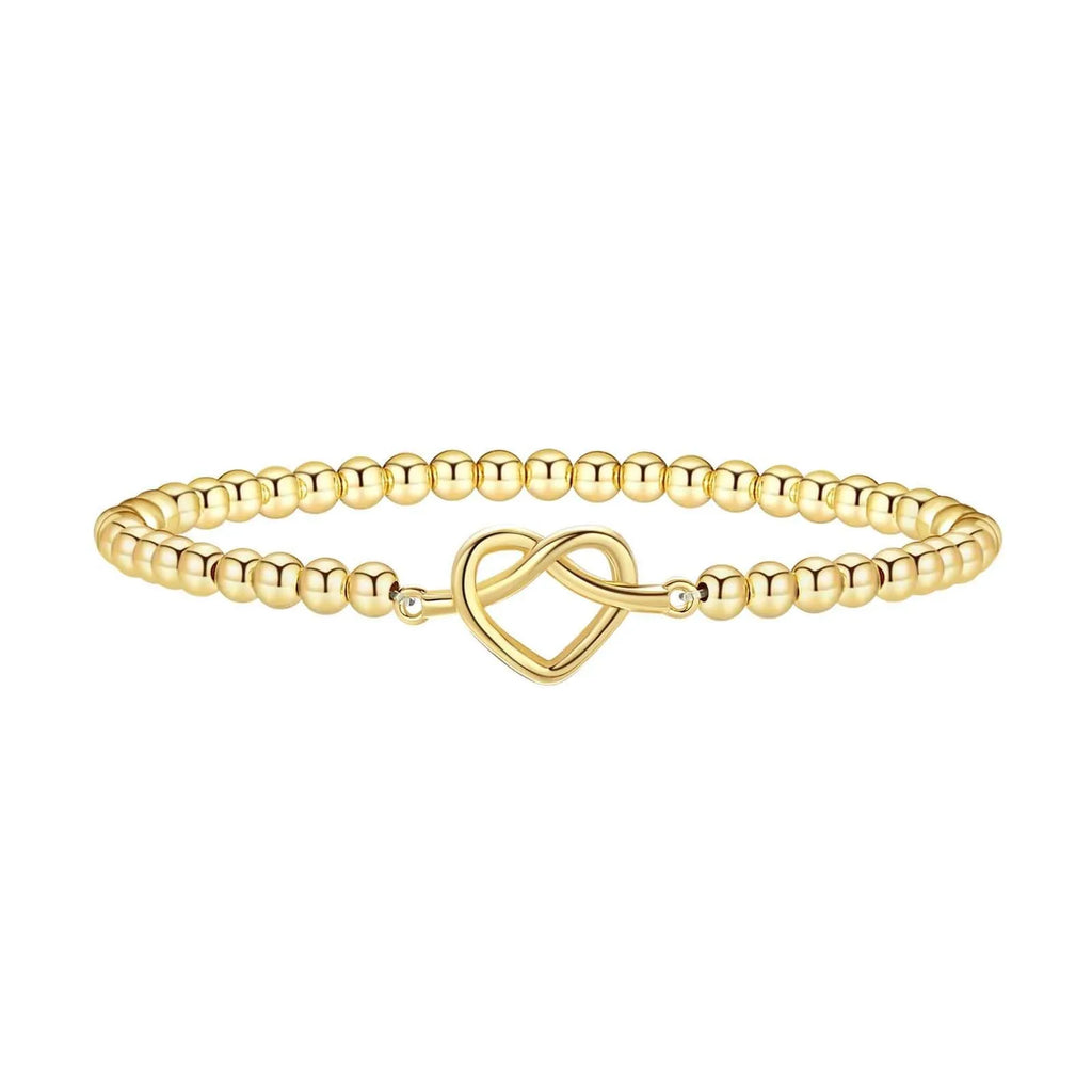 Adjustable stainless steel beaded bracelet for women in a geometric design, shown in one of six colour variations.