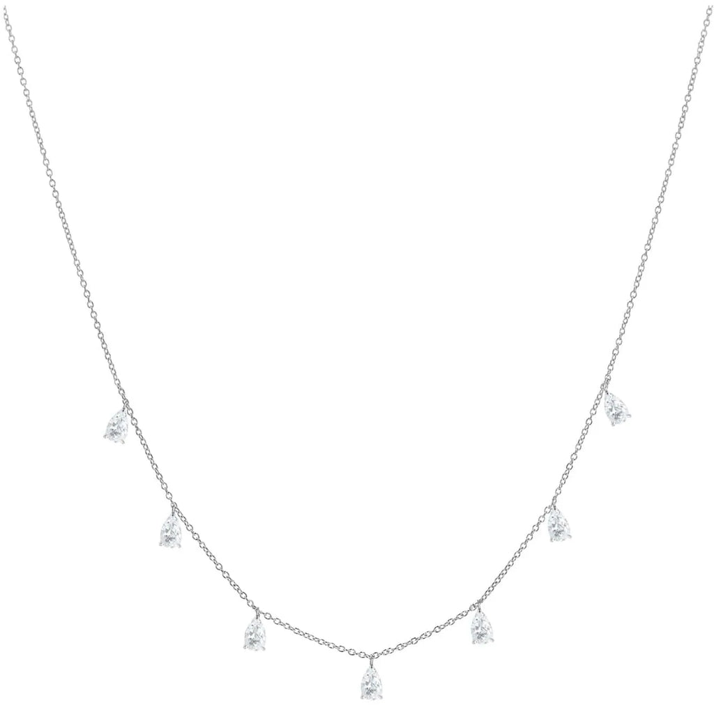 925 sterling silver drop-shaped necklace with artificial zircon on an adjustable O-chain in silver, rose gold, or gold.