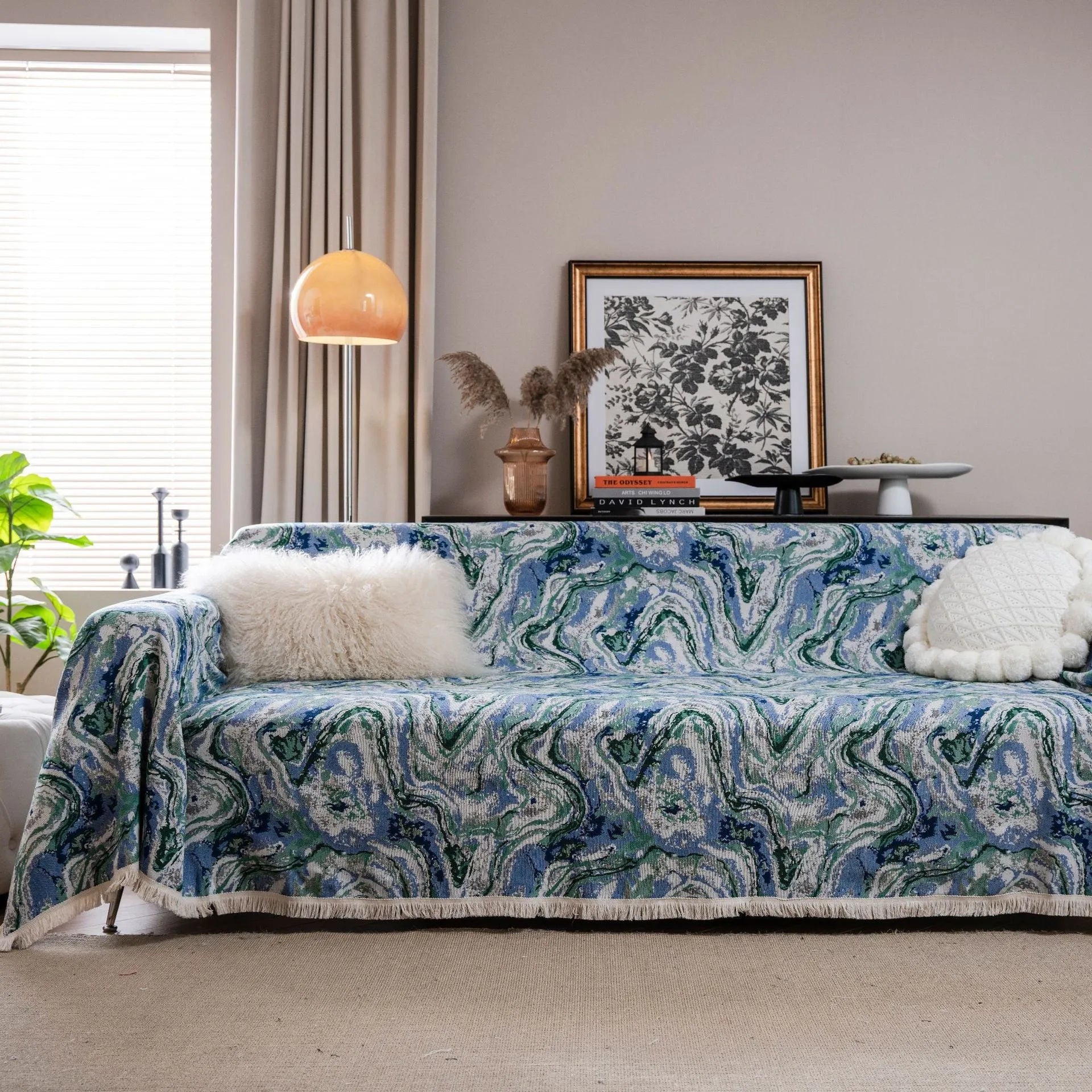 American country style jacquard sofa cover with floral pattern in cherry or green protecting furniture from pets